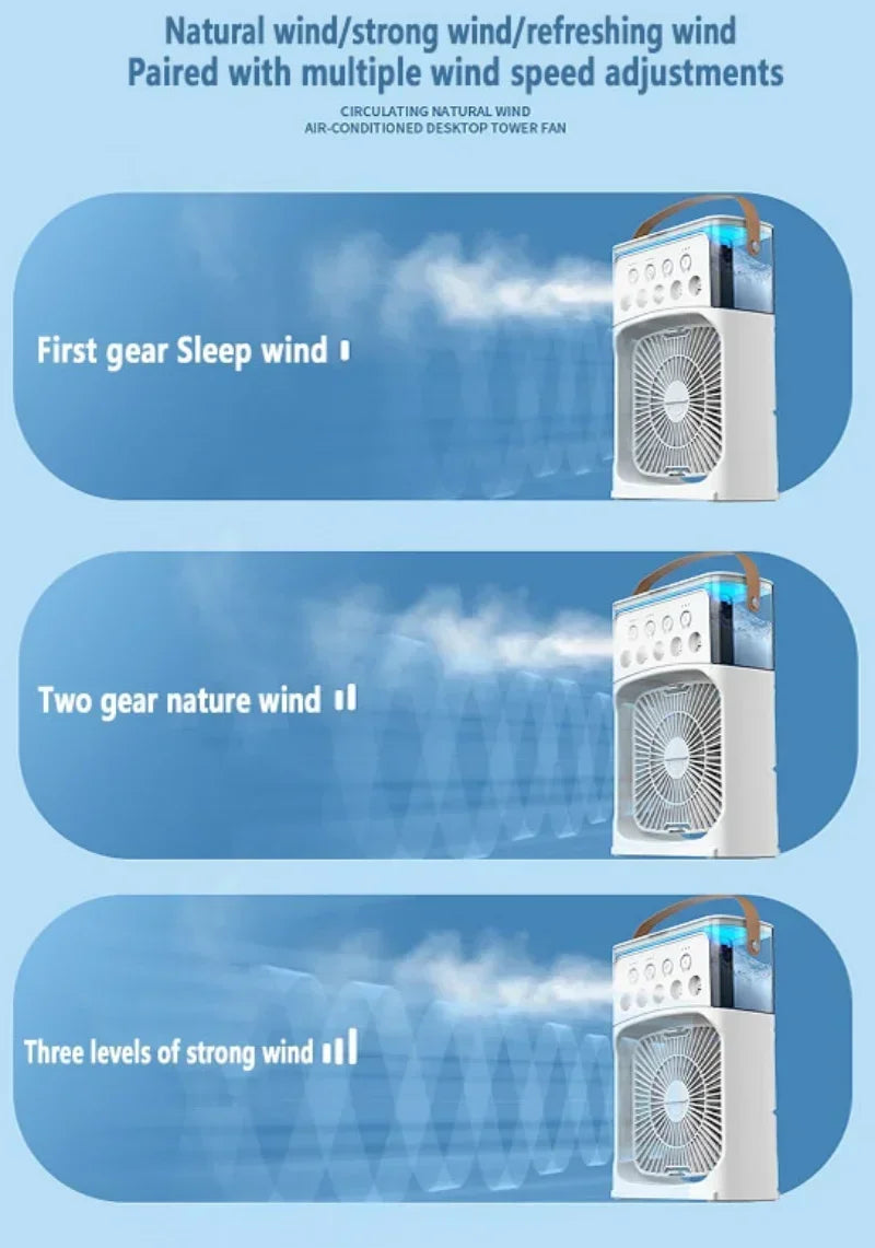 3-in-1 Portable Air Cooler Fan with LED Night Light & Humidifier | Cartly Kitchen