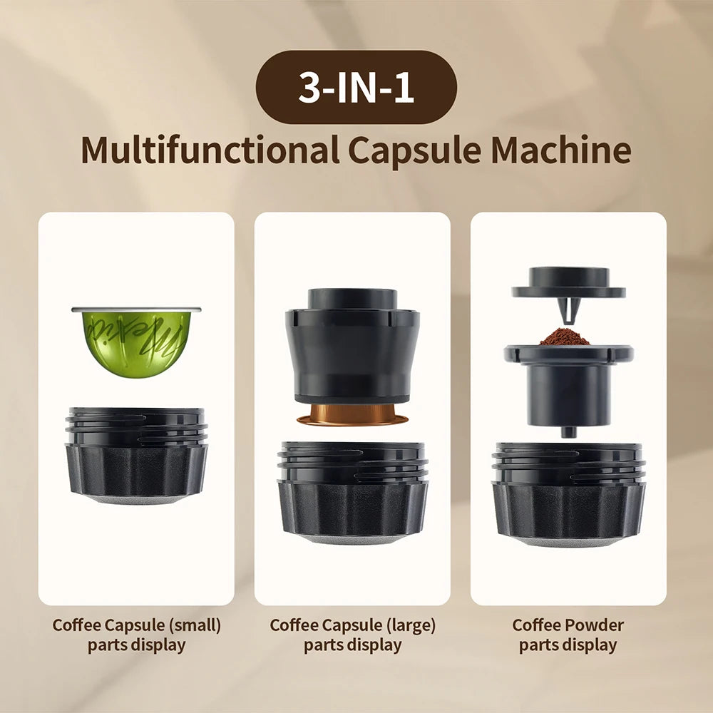 Portable Wireless Electric Espresso Coffee Machine – 3-in-1 Capsule & Powder Maker for Travel, Car & Home | Cartly Kitchen
