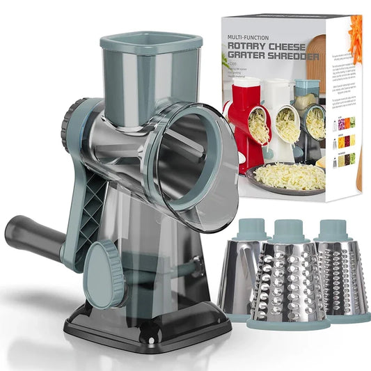 3-in-1 Rotary Cheese & Vegetable Grater with Nut Grinder – Manual Kitchen Slicer | Cartly Kitchen