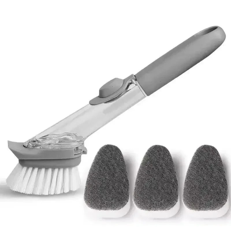 2-in-1 Refillable Kitchen Brush with Soap Dispenser – Long Handle Non-Scratch Scrubber | Cartly Kitchen