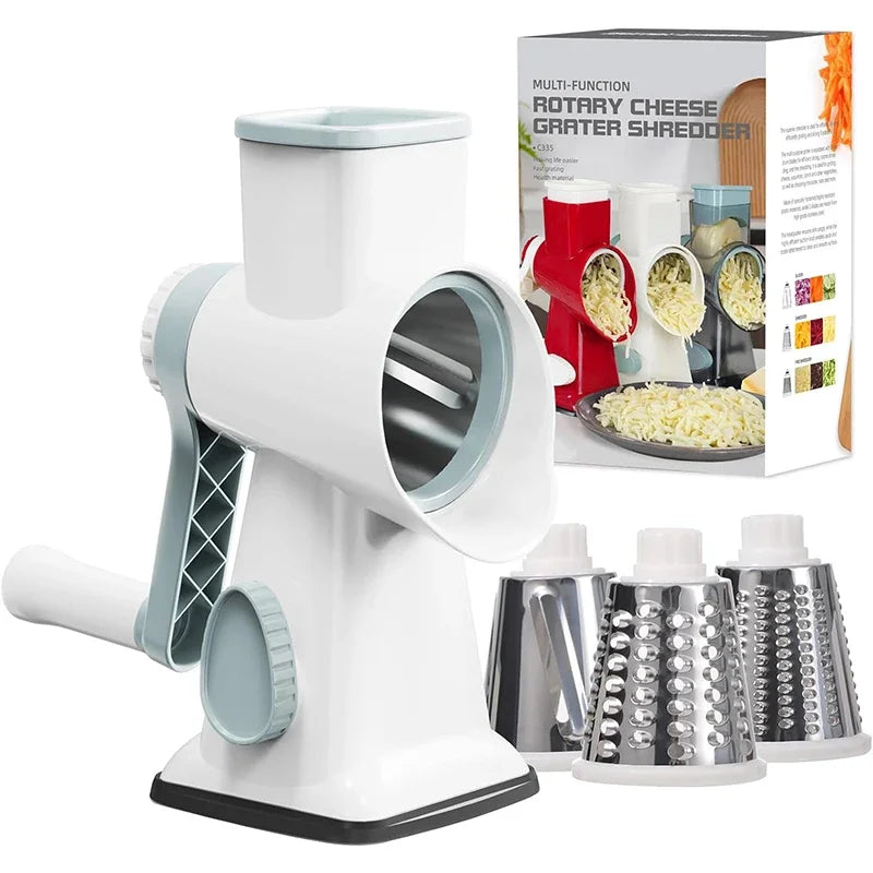 3-in-1 Rotary Cheese & Vegetable Grater with Nut Grinder – Manual Kitchen Slicer | Cartly Kitchen