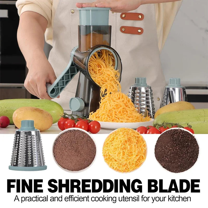3-in-1 Rotary Cheese & Vegetable Grater with Nut Grinder – Manual Kitchen Slicer | Cartly Kitchen