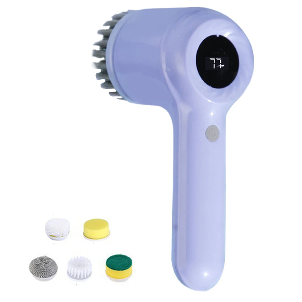 Electric Spin Scrubber with 5 Brush Heads – Versatile Dish & Bathroom Cleaning Tool | Cartly Kitchen