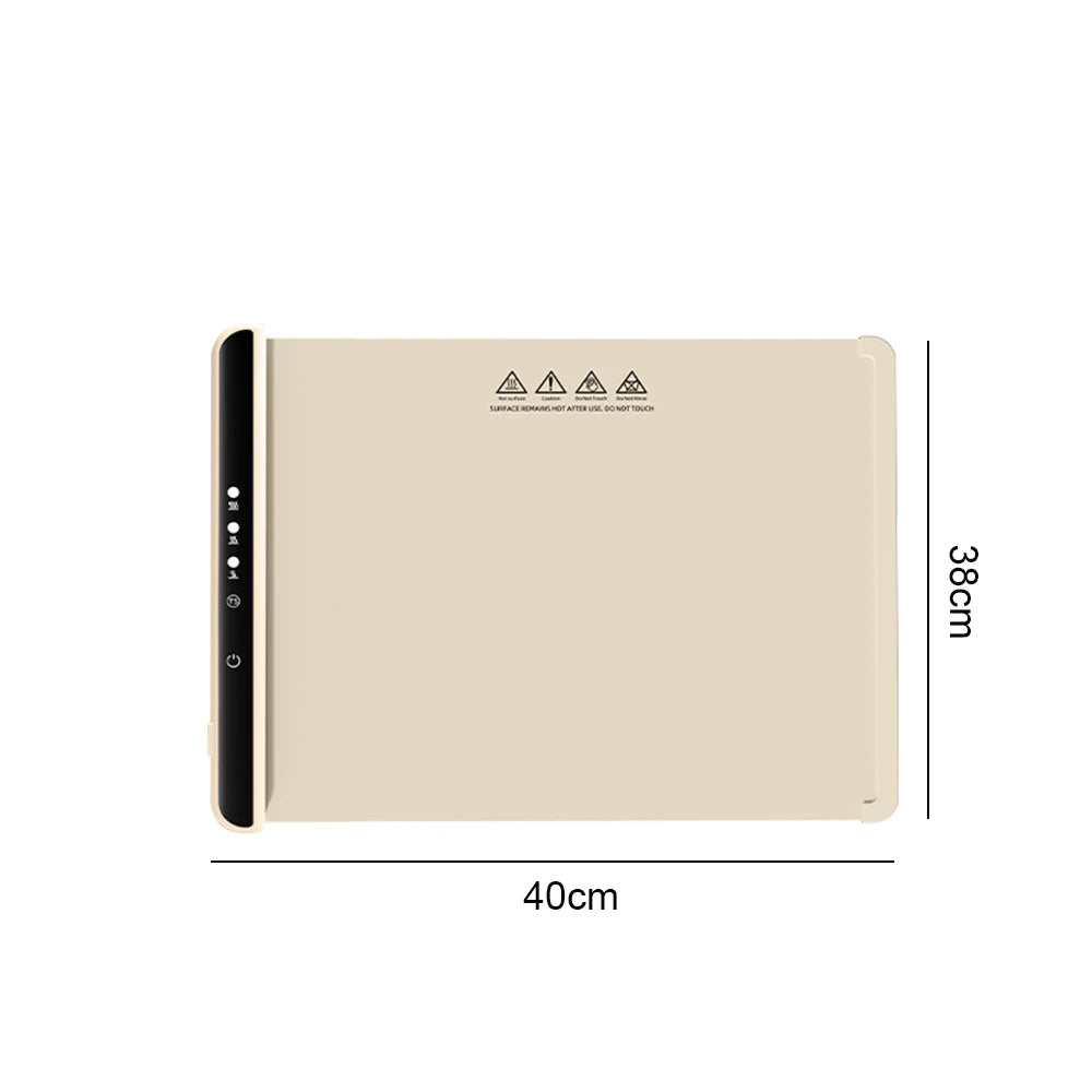 Electric Warming Tray Food Warmer Plate – Foldable Portable Smart Fast Heating Mat with 3 Temperature Settings | Cartly Kitchen