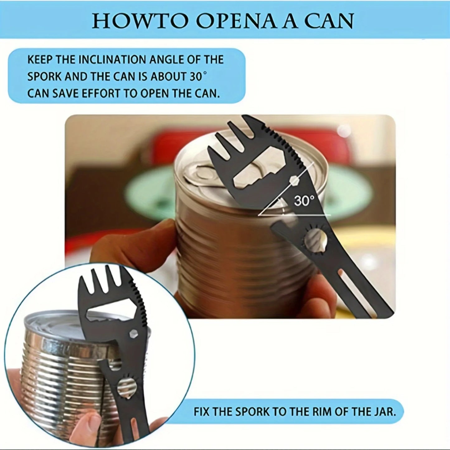 10-in-1 Stainless Steel Multi-Tool Spork Set – Portable Utensil with Spoon, Can Opener & More | Cartly Kitchen