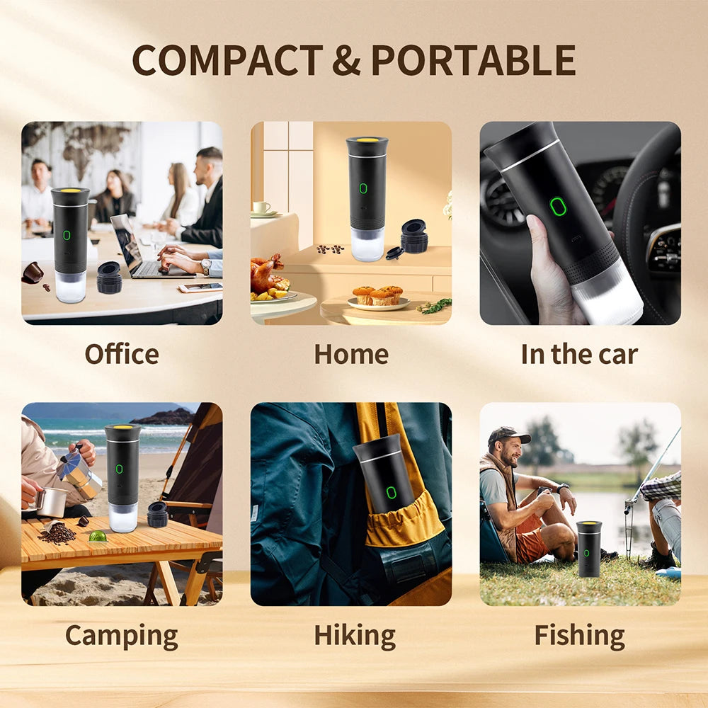 Portable Wireless Electric Espresso Coffee Machine – 3-in-1 Capsule & Powder Maker for Travel, Car & Home | Cartly Kitchen