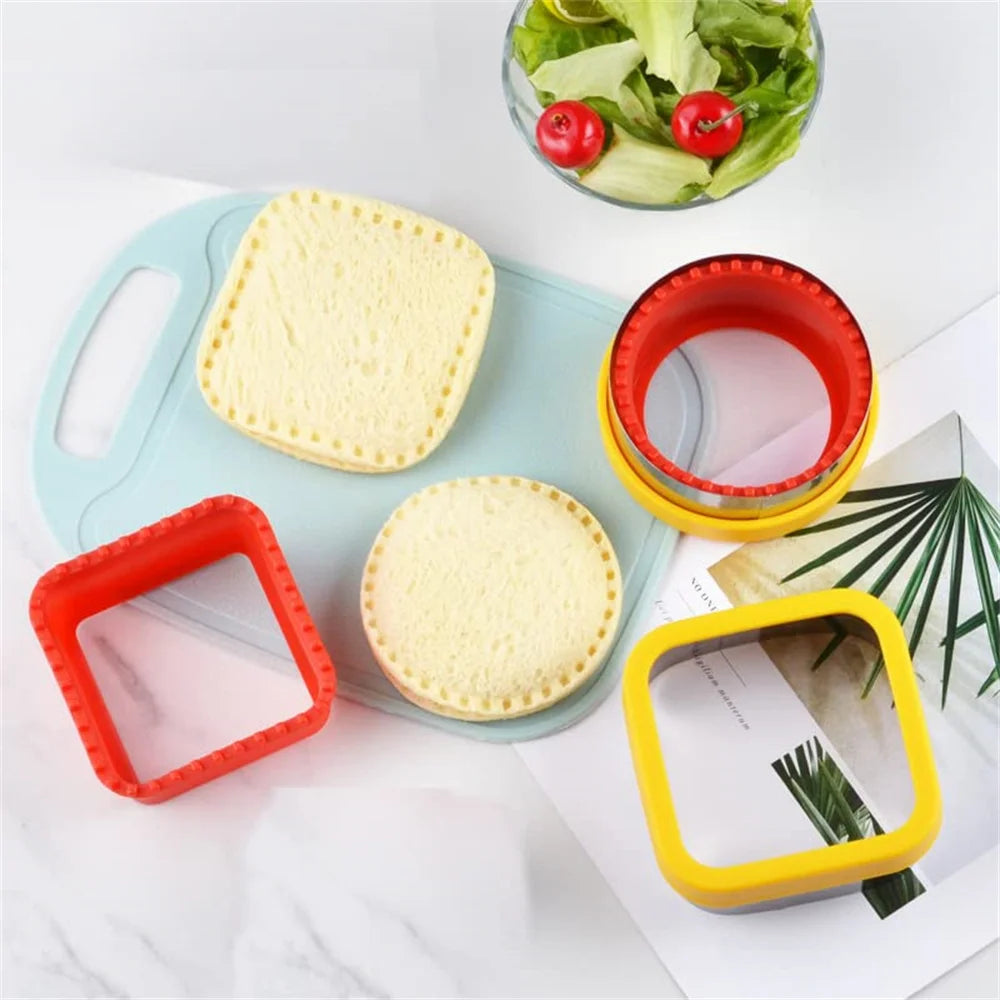 1PCS Geometric Sandwich Cutter & Sealer Set – Food-Grade PP Sandwich Mold for Kids | Cartly Kitchen