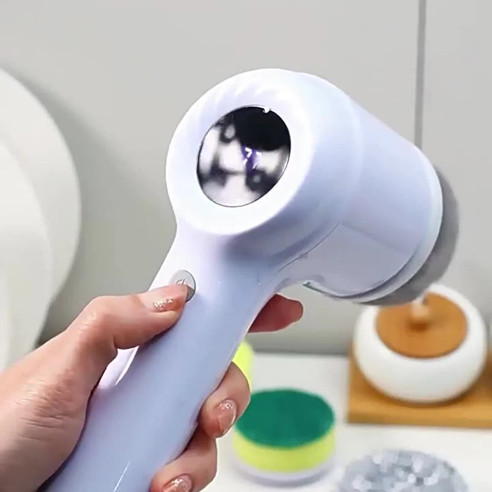 Electric Spin Scrubber with 5 Brush Heads – Versatile Dish & Bathroom Cleaning Tool | Cartly Kitchen