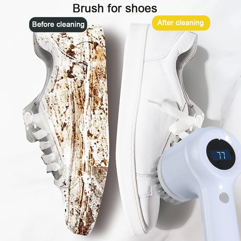 Electric Spin Scrubber with 5 Brush Heads – Versatile Dish & Bathroom Cleaning Tool | Cartly Kitchen