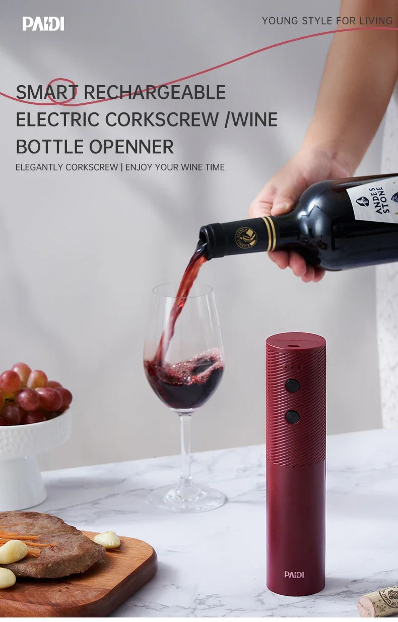 USB Rechargeable Electric Wine Opener – Automatic Corkscrew Bottle Opener | Cartly Kitchen