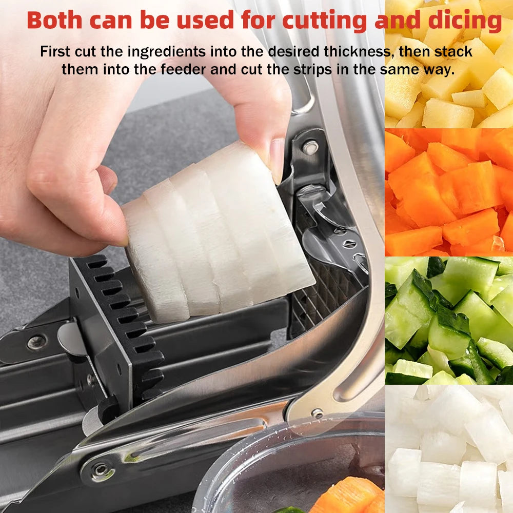 Stainless Steel Manual Potato Chipper – 36/64-Hole Blade Cutter for Fruits & Vegetables | Cartly Kitchen