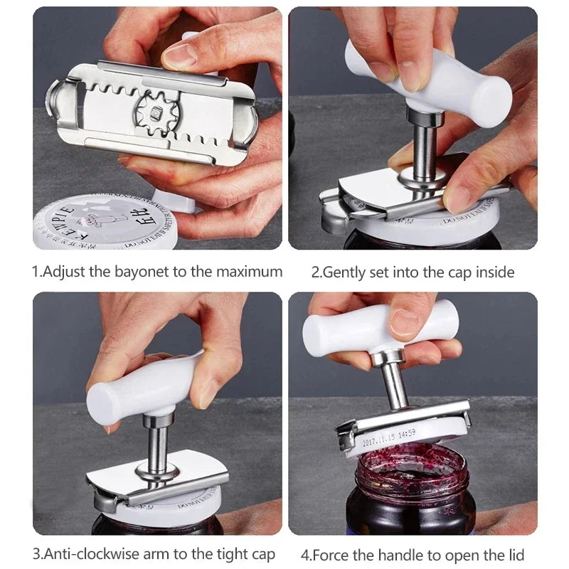Adjustable Stainless Steel Jar & Bottle Cap Opener – Multi-Function Kitchen Gadget | Cartly Kitchen