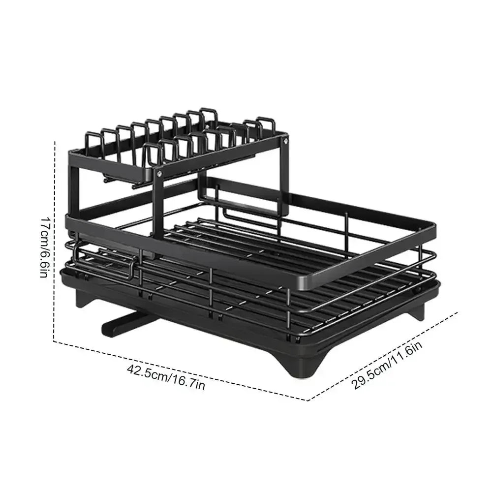 Adjustable Dish Drying Rack & Drainboard Organizer – Over Sink Countertop Plate & Cutlery Storage | Cartly Kitchen