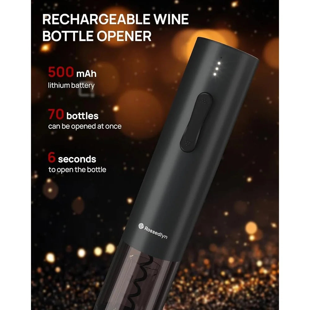 Rechargeable Electric Wine Opener Set – Automatic Aerator, Foil Cutter & Vacuum Stoppers | Cartly Kitchen