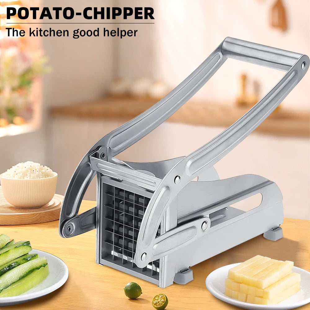 Stainless Steel Manual Potato Chipper – 36/64-Hole Blade Cutter for Fruits & Vegetables | Cartly Kitchen