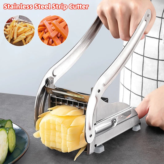 Stainless Steel Manual Potato Chipper – 36/64-Hole Blade Cutter for Fruits & Vegetables | Cartly Kitchen