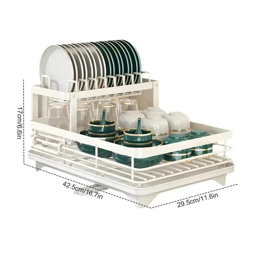 Adjustable Dish Drying Rack & Drainboard Organizer – Over Sink Countertop Plate & Cutlery Storage | Cartly Kitchen