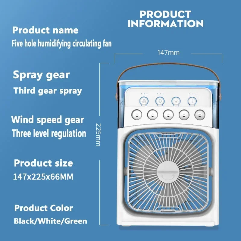 3-in-1 Portable Air Cooler Fan with LED Night Light & Humidifier | Cartly Kitchen