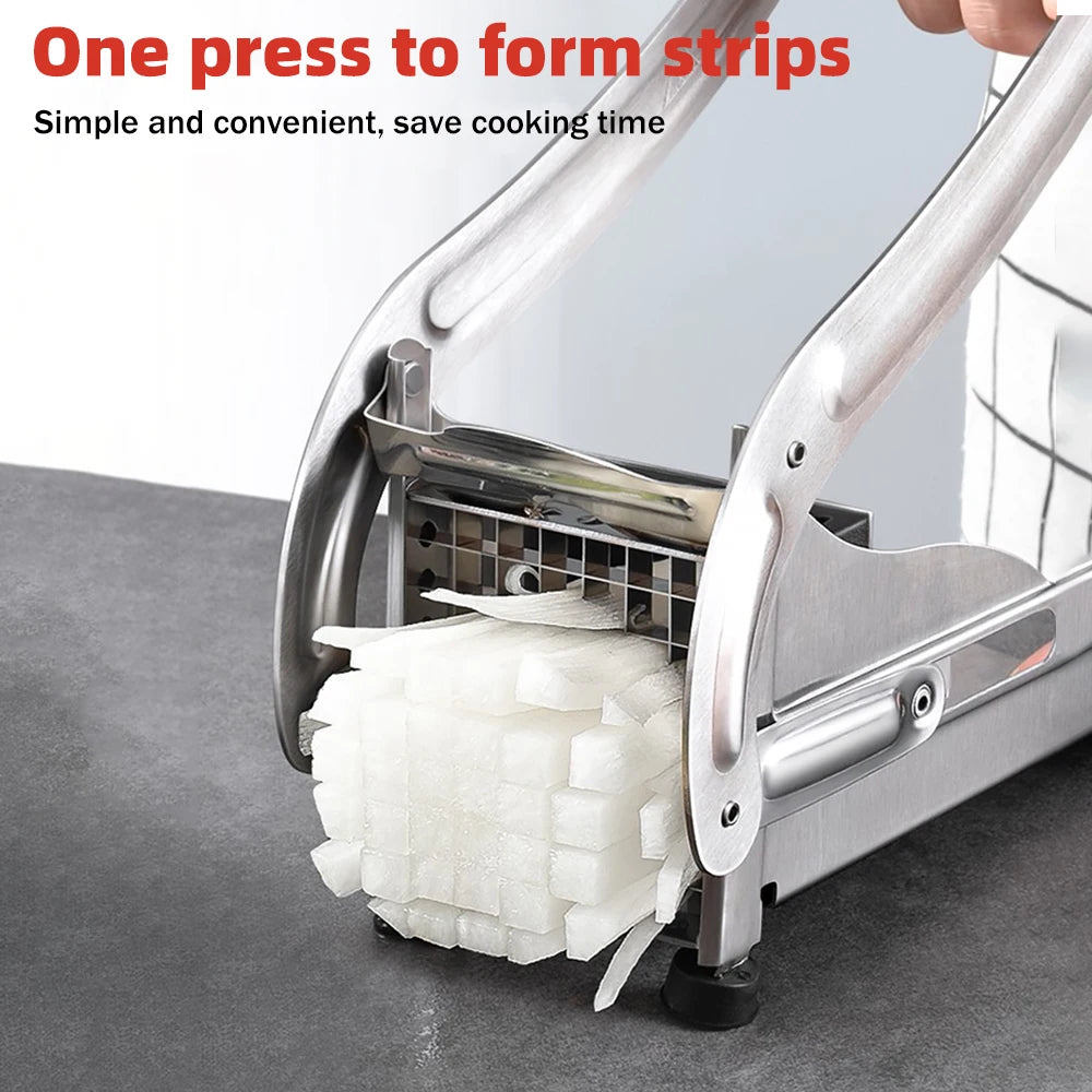 Stainless Steel Manual Potato Chipper – 36/64-Hole Blade Cutter for Fruits & Vegetables | Cartly Kitchen
