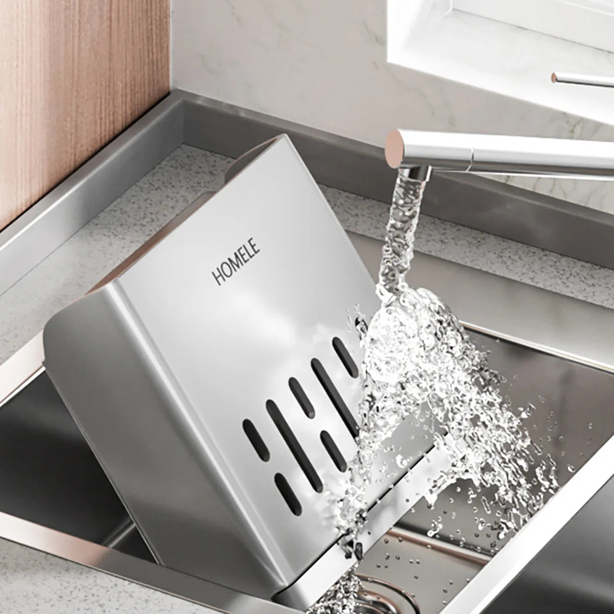 Flatware Organizer with Drain Base – Multifunctional Utensil & Chopsticks Holder | Cartly Kitchen