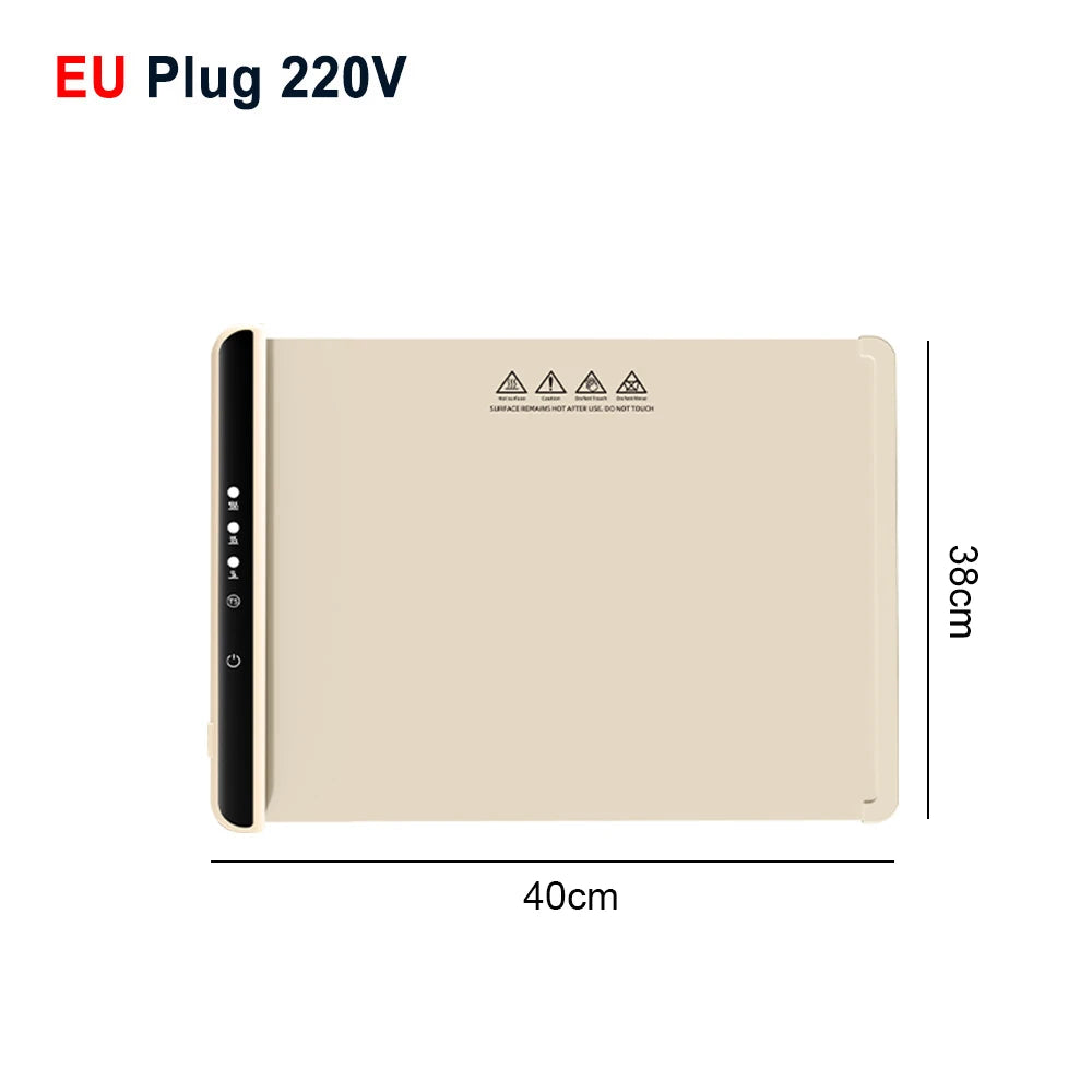 Electric Warming Tray Food Warmer Plate – Foldable Portable Smart Fast Heating Mat with 3 Temperature Settings | Cartly Kitchen