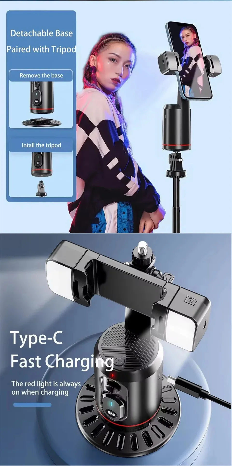 COOL DIER 2025 360° Rotation Gimbal Stabilizer – Selfie Stick & Face Tracking Tripod | Cartly Kitchen