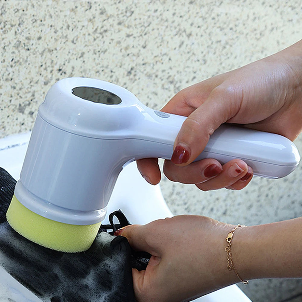 Electric Spin Scrubber with 5 Brush Heads – Versatile Dish & Bathroom Cleaning Tool | Cartly Kitchen