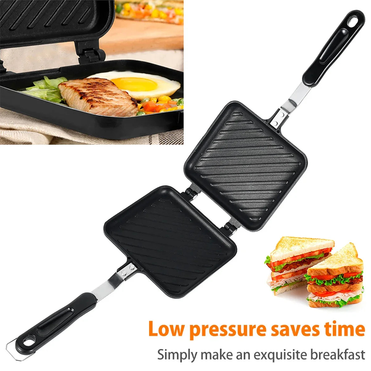Double-Sided Non-Stick Sandwich Maker – Bread Toast, Waffle & Pancake Grill | Cartly Kitchen