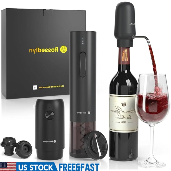 Rechargeable Electric Wine Opener Set – Automatic Aerator, Foil Cutter & Vacuum Stoppers | Cartly Kitchen
