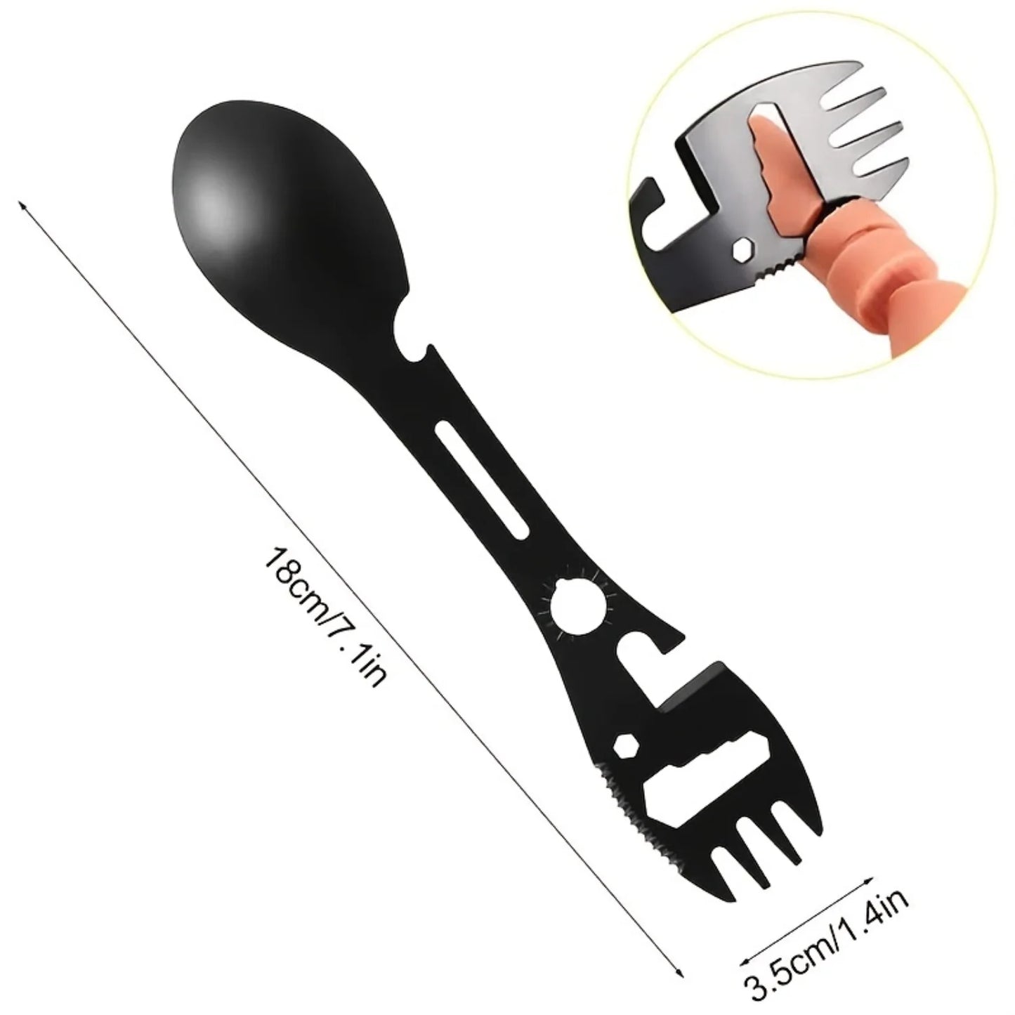 10-in-1 Stainless Steel Multi-Tool Spork Set – Portable Utensil with Spoon, Can Opener & More | Cartly Kitchen