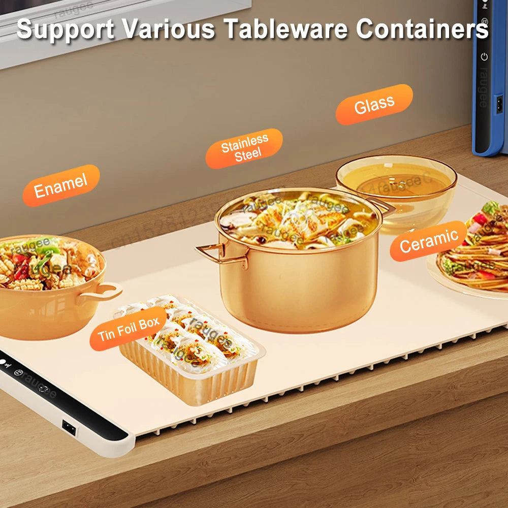 Electric Warming Tray Food Warmer Plate – Foldable Portable Smart Fast Heating Mat with 3 Temperature Settings | Cartly Kitchen