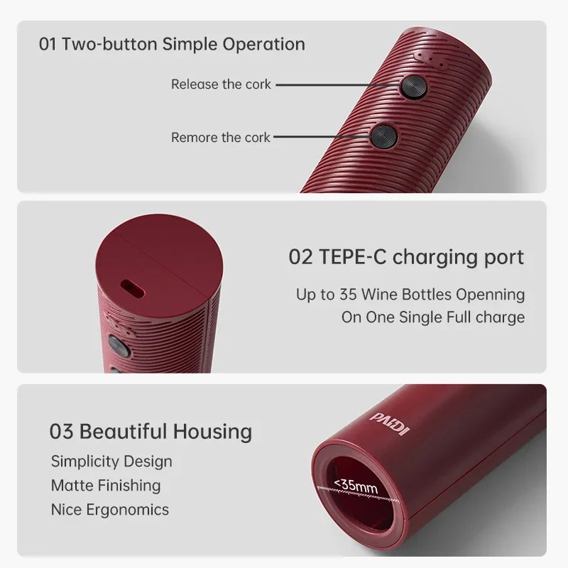 USB Rechargeable Electric Wine Opener – Automatic Corkscrew Bottle Opener | Cartly Kitchen