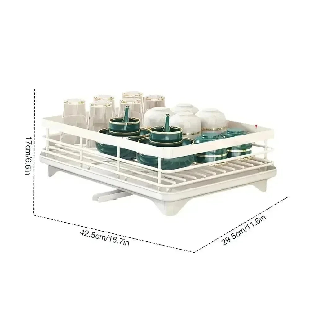 Adjustable Dish Drying Rack & Drainboard Organizer – Over Sink Countertop Plate & Cutlery Storage | Cartly Kitchen