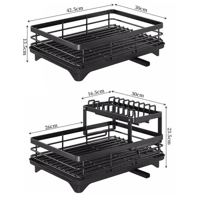 Adjustable Dish Drying Rack & Drainboard Organizer – Over Sink Countertop Plate & Cutlery Storage | Cartly Kitchen