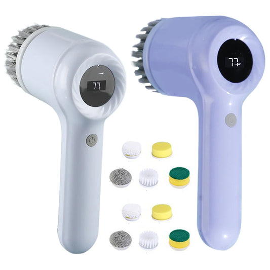 Electric Spin Scrubber with 5 Brush Heads – Versatile Dish & Bathroom Cleaning Tool | Cartly Kitchen
