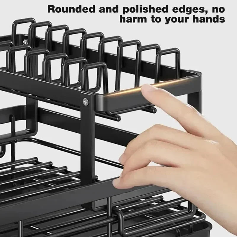 Adjustable Dish Drying Rack & Drainboard Organizer – Over Sink Countertop Plate & Cutlery Storage | Cartly Kitchen