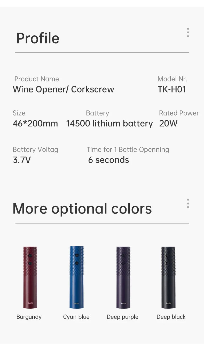 USB Rechargeable Electric Wine Opener – Automatic Corkscrew Bottle Opener | Cartly Kitchen